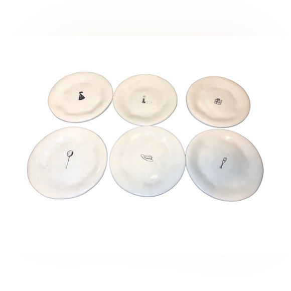OG Rae Dunn Dimples Vintage Celebrate Dessert Plates Party Set 6 Magenta - Picture 1 of 11